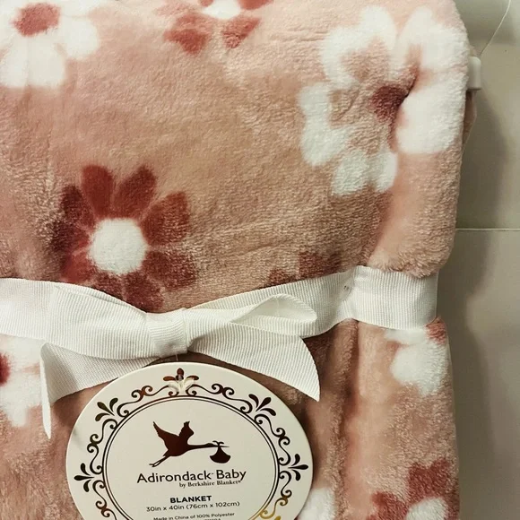 Adirondack Baby by Berkshire Baby Blanket Pinkish Brown White Floral Flowers - Picture 4 of 11